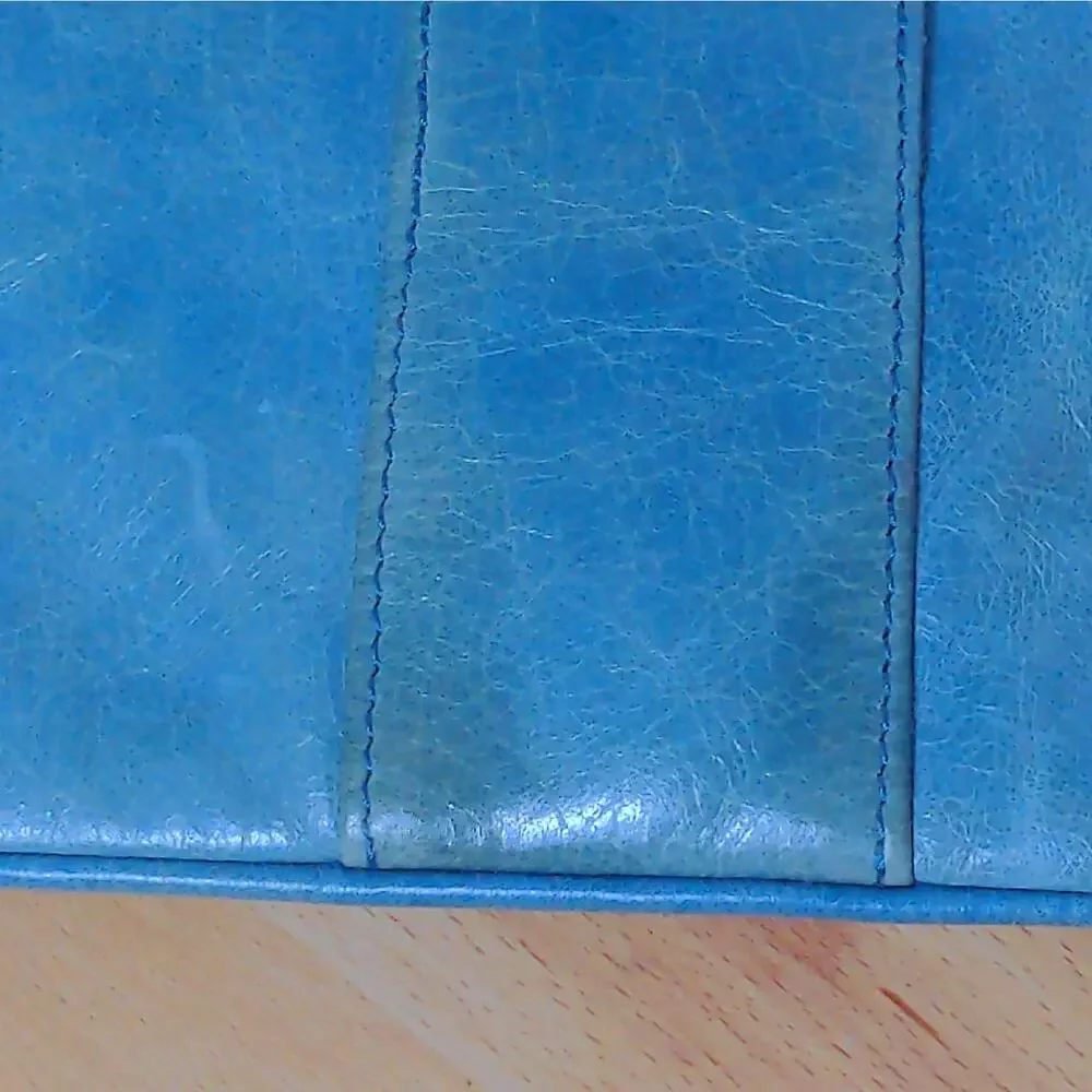HOBO International Distressed Turquoise Buckle Leather Clutch Wristlet Handbag